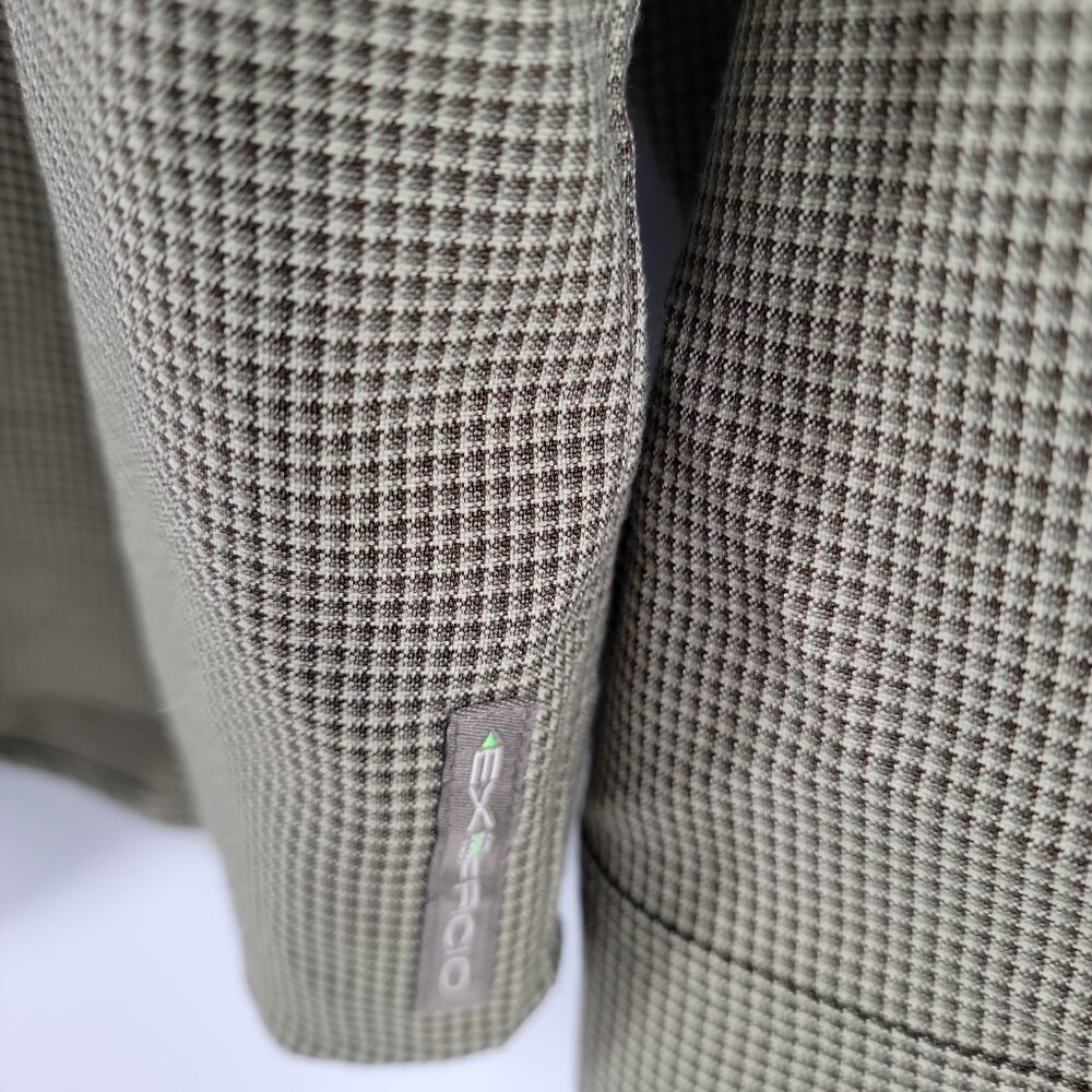 ExOfficio XL Travel Shirt Olive Check Hidden Zip Pockets Button Down - Picture 4 of 8